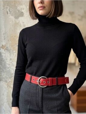 Vintage Prada Red Leather Belt